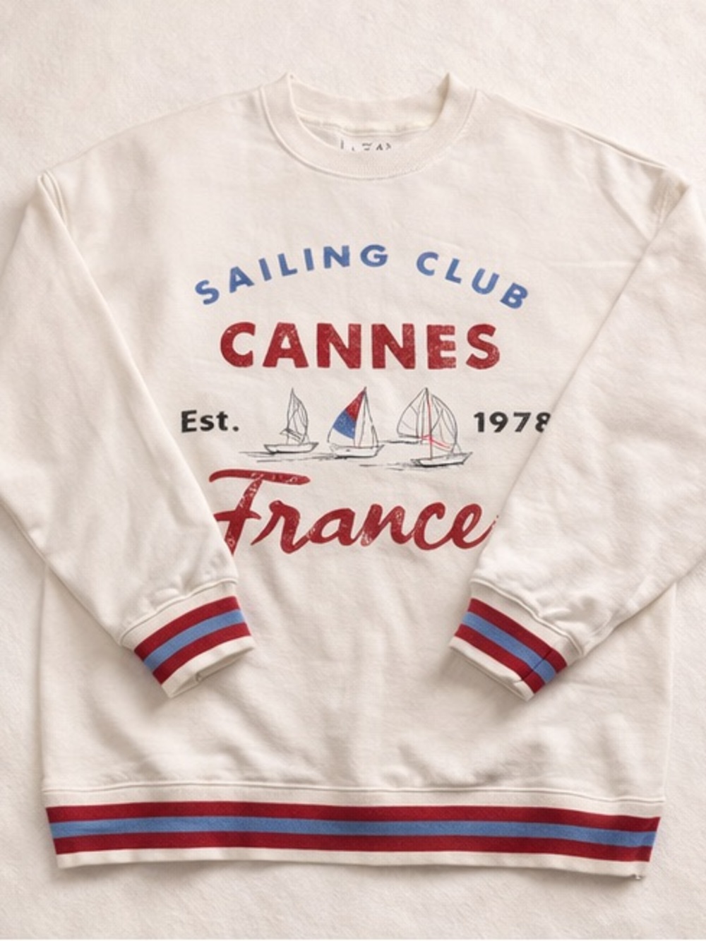Altard State Cannes Sailing Club France Crewneck Sweater - White/Red/Blue